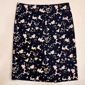 Talbots cotton blend pink & blue abstract pattern pencil skirt size petite 2
